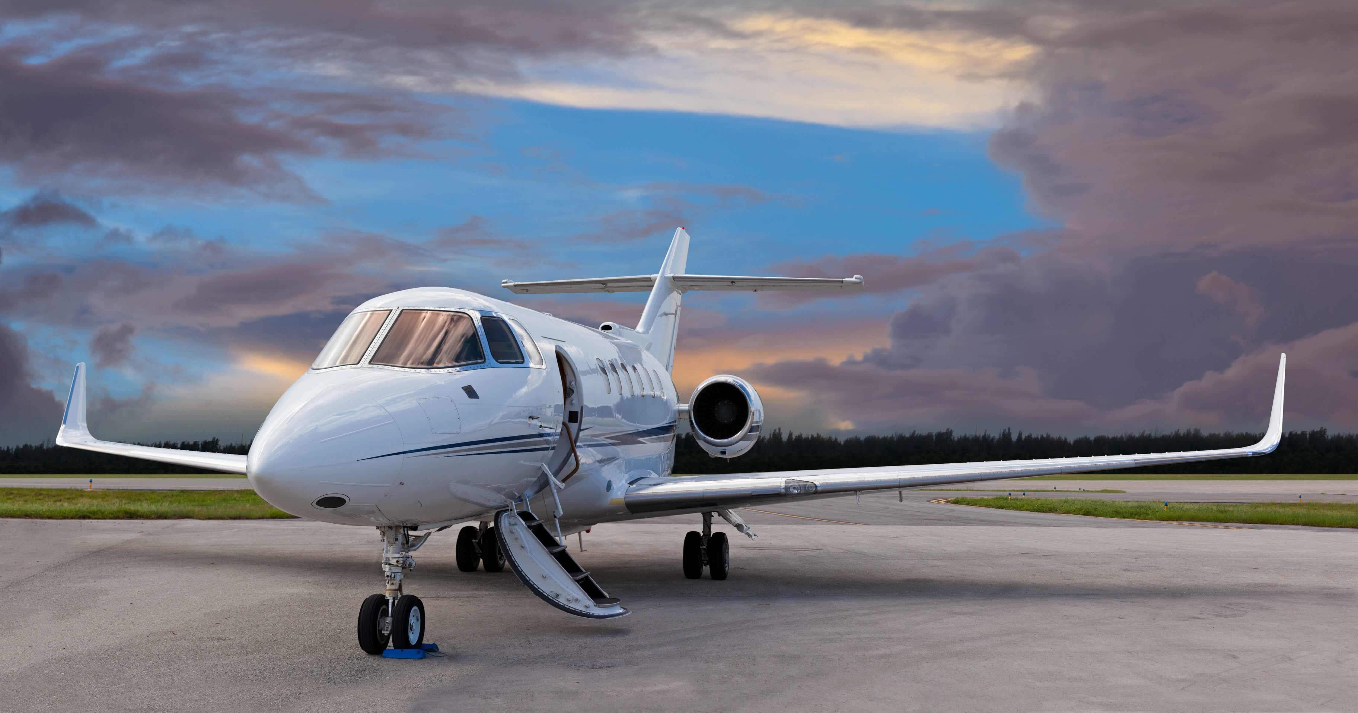 Private jet on runway